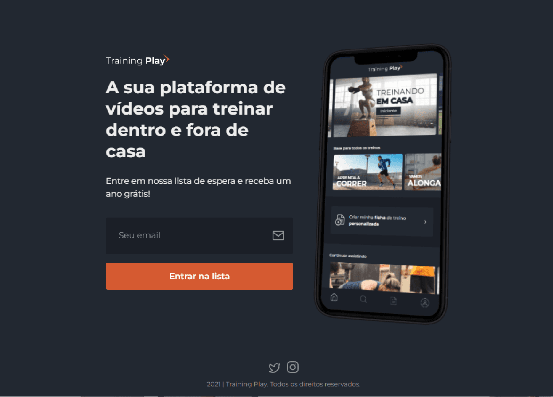 Training Play website screen